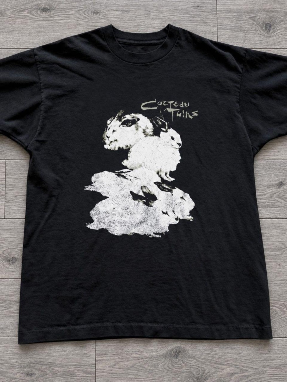 Gildan Black Short-Sleeve Tee with White Bunny Graphic